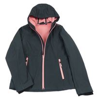 Tmavošedo-růžová softshellová bunda s kapucí CMP