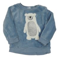 Modrá plyšová mikina s medvedíkom