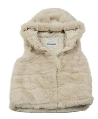 Béžová kožešinová podšitá zateplená vesta s kapucí Primark