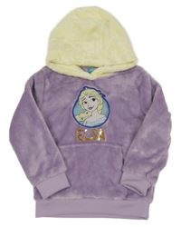 Lila-vanilková plyšová mikina s kapucí - Elza Disney