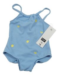 Nové - Svetlomodré jednodielne plavky s citrony F&F