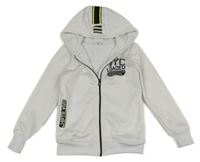 Bielo-čierna prepínaci mikina s nápismi a kapucňou Page one young