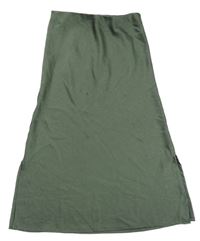 Khaki saténová sukňa H&M