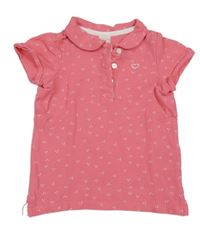 Ružové bodkovaná é polo tričko so srdiečkom H&M