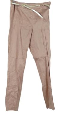 Dámske svetloružové plátenné chino nohavice s opaskom Lipsy