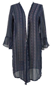 Dámský tmavomodrý vzorovaný šifonový cardigán 