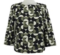 Dámská černo-khaki-bílá vzorovaná halenka Opus 