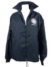 Dámská tmavomodrá šusťáková sportovní bunda s nášivkou 