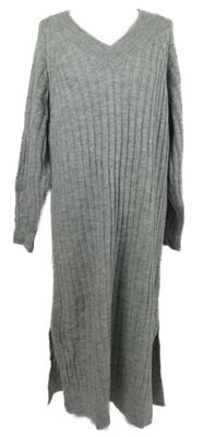 Dámské šedé žebrované svetrové šaty New Look 