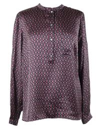 Dámská růžovo-zelená vzorovaná saténová halenka Gallery 