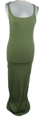 Dámské khaki žebrované dlouhé šaty Asos 