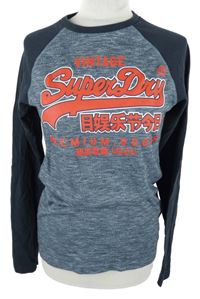 Pánske tmavomodré melírované tričko s logom Superdry