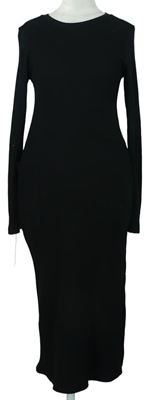 Dámske čierne rebrované svetrové midi šaty River Island