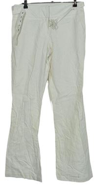 Dámske biele ľanové nohavice s opaskom George