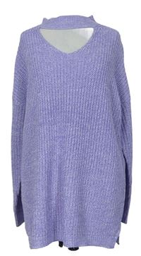 Dámsky fialový melírovaný sveter so chokerem Pep&Co