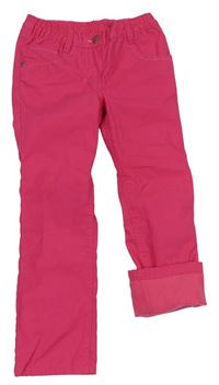 Růžové plátěné podšité kalhoty Lupilu