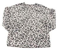 Svetloružová zamatová mikina s leopardím vzorom