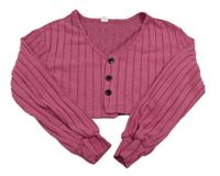 Vínové rebrované úpletové bolerko Shein