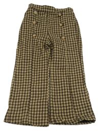 Hnedo-béžové vzorované teplákové nohavice s gombíky Shein