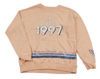 Svetloružová mikina s číslom a prúžkami Staccato