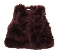 Mahagónovoá kožušinová podšitá vesta Next