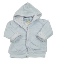 Svetlomodrá zamatová podšitá prepínaci mikina s hviezdičkami a kapucňou