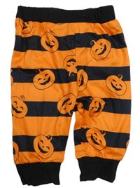 Čierno-oranžové pruhované ľahké tepláky s dýněmi