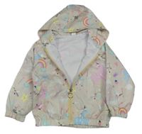 Svetlobéžová šušťáková jarná bunda s obrázkami a kapucňou Shein