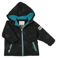 Černá šusťáková zimní bunda s hvězdami a kapucí Zeeman