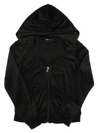 Čierna zamatová prepínaci crop mikina s kapucňou