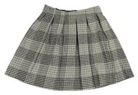 Bielo-čierno-sivá kockovaná vlnená sukňa Matalan