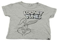 Svetlosivé crop tričko s králíkem Looney Tunes