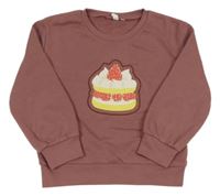Ružovo-hnedá mikina s cupcakem
