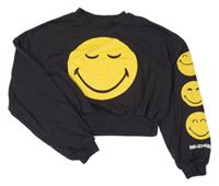 Antracitová crop mikina so smajlíkom H&M