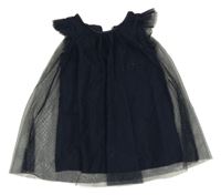 Tmavomodré tylové šaty so trblietkami H&M