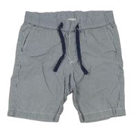 Tmavomodro-bílé pruhované plátěné kraťasy H&M