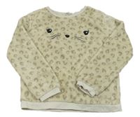 Béžová vzorovaná chlpatá mikina s ňufáčikom  zn. H&M