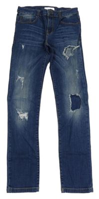 Modré skinny rifle s vyšúchaním Zara