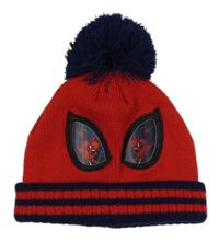 Červeno-tmavomodrá čepice s bambulí - Spiderman Marvel