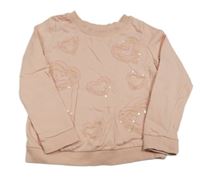 Svetloružová mikina so srdiečkami a flitrami Monsoon