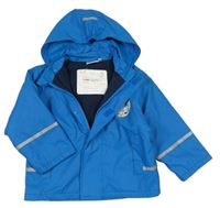 Modrá nepromokavá jesenná bunda so zvieratkami a odopínacíá kapucňou impidimpi