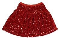 Červená sametovo/flitrová sukně 
