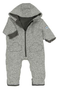 Sivá melírovaná pletená podšitá kombinéza s kapucňou