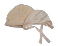 2x světlerůžová sametová čepice 56/62