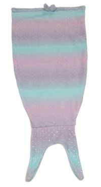 Lila-svetlomodrá chlpatá deka s hvězdami - ocas mořské panny