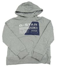 Sivá mikina s nápisom a kapucňou RAW