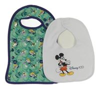 2x bryndák - bílá s Mickeym + zelený s ptáčky 