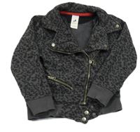 Tmavošedo-čierna leopardí tepláková bunda C&A