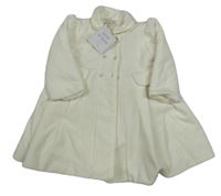 Nové - Smotanový zamatový zateplený kabát