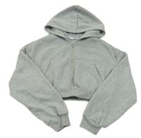 Sivá prepínaci crop mikina s kapucňou Shein